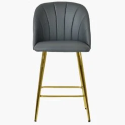 Scada Dark Grey Faux Leather Gold Leg Kitchen Stool -Furniture Specialty Store scada dark grey pu gold elg 3