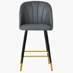 Scada Dark Grey Faux Leather Black Gold Leg Kitchen Stool -Furniture Specialty Store scada dark grey pu gold tip 3