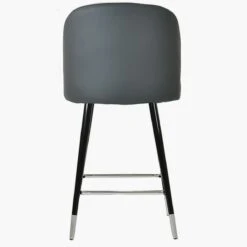Scada Dark Grey Faux Leather Black Silver Leg Bar Stool -Furniture Specialty Store scada dark grey pu silver tip 1