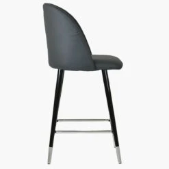 Scada Dark Grey Faux Leather Black Silver Leg Bar Stool -Furniture Specialty Store scada dark grey pu silver tip 2