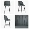 Scada Dark Grey Faux Leather Black Silver Leg Bar Stool -Furniture Specialty Store scada dark grey pu silver tip 5