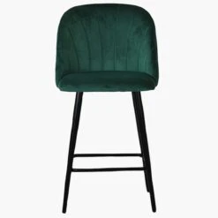 Scada Green Velvet Black Leg Bar Stool -Furniture Specialty Store scada green black 1