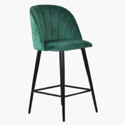 Scada Green Velvet Black Leg Bar Stool -Furniture Specialty Store scada green black 3
