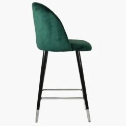 Scada Green Velvet Black Silver Leg Bar Stool -Furniture Specialty Store scada green silver tip 2