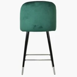 Scada Green Velvet Black Silver Leg Bar Stool -Furniture Specialty Store scada green silver tip 3