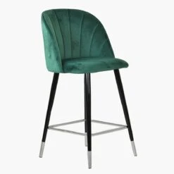 Scada Green Velvet Black Silver Leg Bar Stool -Furniture Specialty Store scada green silver tip 4