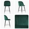 Scada Green Velvet Black Silver Leg Bar Stool -Furniture Specialty Store scada green silver tip 5