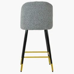 Scada Grey Boucle Black Gold Leg Kitchen Stool -Furniture Specialty Store scada grey boucle gold tip 1