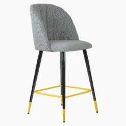 Scada Grey Boucle Black Gold Leg Kitchen Stool -Furniture Specialty Store scada grey boucle gold tip 4