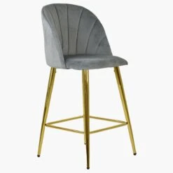 Scada Grey Velvet Gold Leg Barstool -Furniture Specialty Store scada grey vevlet gold leg 1