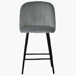 Scada Grey Velvet Black Leg Bar Stool -Furniture Specialty Store scada light grey black 1