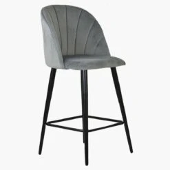 Scada Grey Velvet Black Leg Bar Stool -Furniture Specialty Store scada light grey black 4
