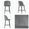 Scada Grey Velvet Black Leg Bar Stool -Furniture Specialty Store scada light grey black 5
