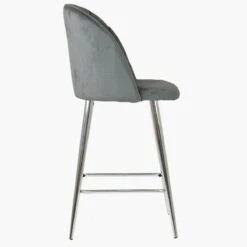 Scada Grey Velvet Chrome Leg Kitchen Stool -Furniture Specialty Store scada light grey chrome 2