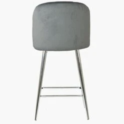 Scada Grey Velvet Chrome Leg Kitchen Stool -Furniture Specialty Store scada light grey chrome 3
