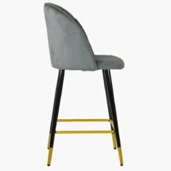 Scada Grey Velvet Black Gold Leg Barstool -Furniture Specialty Store scada light grey gold 2