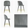 Scada Grey Velvet Black Gold Leg Barstool -Furniture Specialty Store scada light grey gold 5