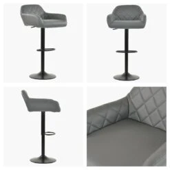 Sirius Dark Grey Faux Leather Breakfast Stool With Arms