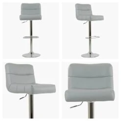 Skye Grey Faux Leather Chrome Base Barstool -Furniture Specialty Store skye grey white