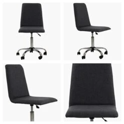 Skylar Dark Grey Fabric Small Home Swivel Office Chair -Furniture Specialty Store skylar charcoal white