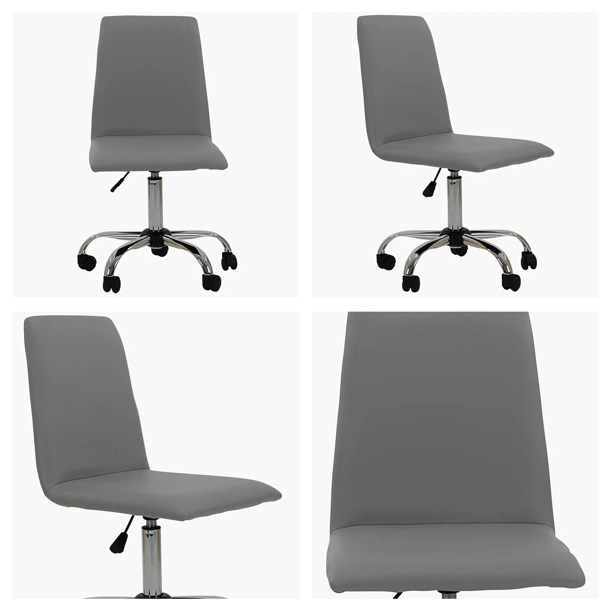 Skylar Grey Leather Small Swivel Desk Chair 7 Skylar Grey Leather Small Swivel Desk Chair - Image 5