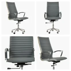 Spark Grey Leather Swivel & Recline Office Chair