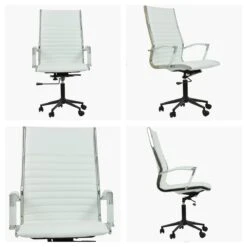 Instow Executive White Leather Swivel & Recline Office Chair