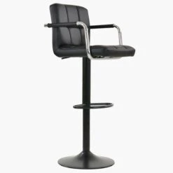 Spruce Black Faux Leather Breakfast Stool With Arms -Furniture Specialty Store spruce black 3