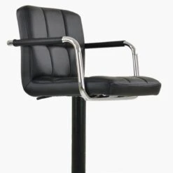 Spruce Black Faux Leather Breakfast Stool With Arms -Furniture Specialty Store spruce black 4