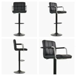 Spruce Black Faux Leather Breakfast Stool With Arms -Furniture Specialty Store spruce black 5