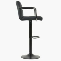 Spruce Dark Grey Faux Leather Kitchen Stool With Arms -Furniture Specialty Store spruce dark grey 1