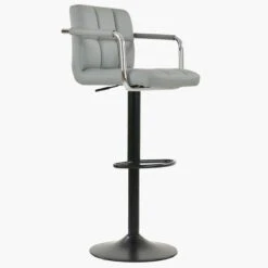 Spruce Grey Faux Leather Breakfast Stool With Arms