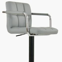 Spruce Grey Faux Leather Breakfast Stool With Arms -Furniture Specialty Store spruce grey 4