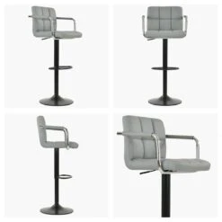 Spruce Grey Faux Leather Breakfast Stool With Arms -Furniture Specialty Store spruce grey 5