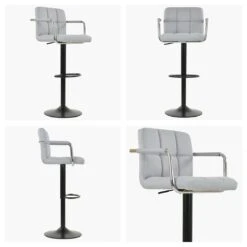 Spruce Grey Fabric Barstool With Arms