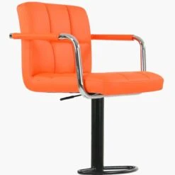 Spruce Orange Faux Leather Bar Stool With Arms -Furniture Specialty Store spruce orange 3