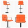 Spruce Orange Faux Leather Bar Stool With Arms -Furniture Specialty Store spruce orange white