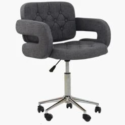 Stanford Dark Grey Fabric Small Swivel Desk Chair -Furniture Specialty Store stanford charcoal 3 1