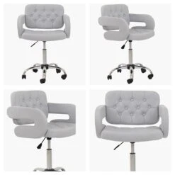 Stanford Grey Fabric Small Swivel Desk Chair -Furniture Specialty Store stanford grey fabric white 1