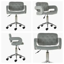Stanford Grey Velvet Small Home Swivel Office Chair