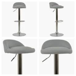 Tempo Grey Faux Leather Chrome Base Kitchen Stool -Furniture Specialty Store tempo grey white