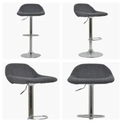 Texas Grey Fabric Chrome Base Barstool