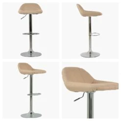 Texas Brown Fabric Chrome Base Bar Stool