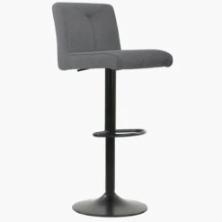 Tokyo Grey Fabric Black Base Kitchen Stool -Furniture Specialty Store tokyo charcoal 2