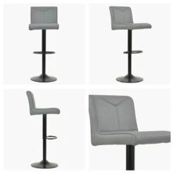 Tokyo Grey Faux Leather Black Base Barstool