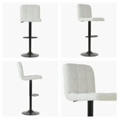Troy Cream Boucle Black Base Bar Stool