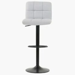 Troy Grey Fabric Black Base Kitchen Stool -Furniture Specialty Store troy light grey fab 1