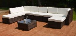 Valencia 8 Seater Garden Rattan Corner Sofa Set With Table Grey