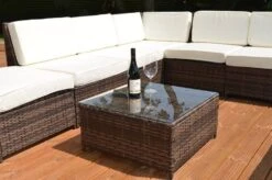 Valencia 8 Seater Modular Garden Rattan Corner Sofa Set With Table Brown -Furniture Specialty Store valencia corner set brown 4 5