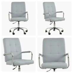 Vaughan Grey Faux Leather Swivel Home Office Chair